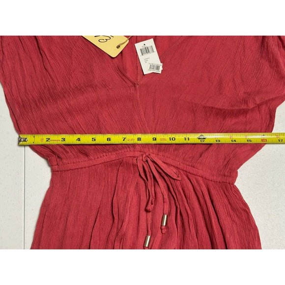Elan NWT Wrap Sleeveless Maxi Cover Up Textured V-neck Dress‎ Solid Rose Pink S - Picture 5 of 6